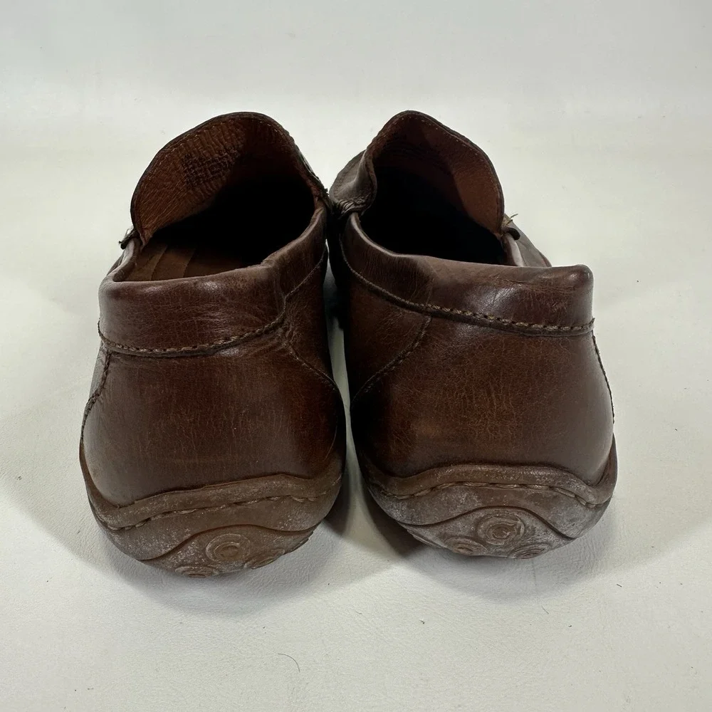 Born Slip On Loafers Shoes Mens 10 M Harmon Cymbal Moc Toe‎ HO2416 Brown Leather